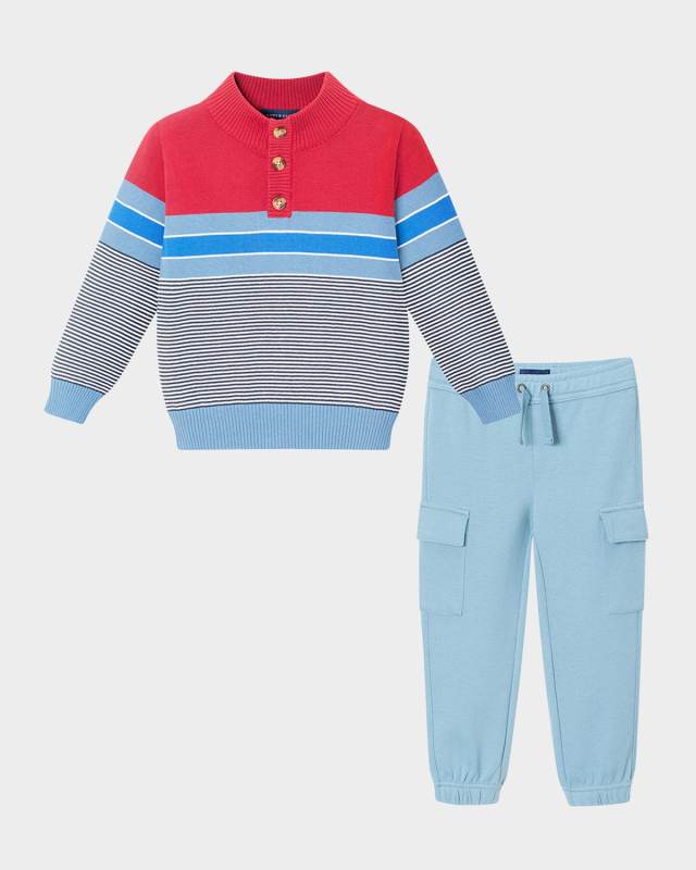 Boy's Striped Sweater & Joggers Set, Size 2T-8